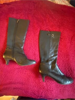 Anne Klein Black Knee-High Heeled Boots